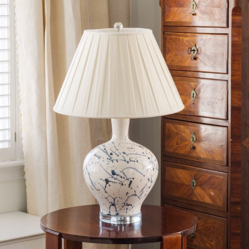 Blue and White Splatter Lamp