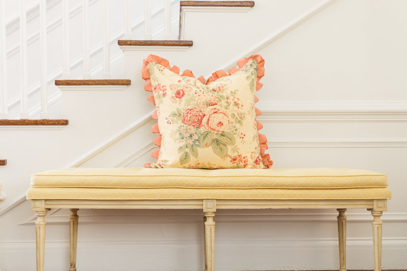 Floral Print with Pleated Pink Ribbon