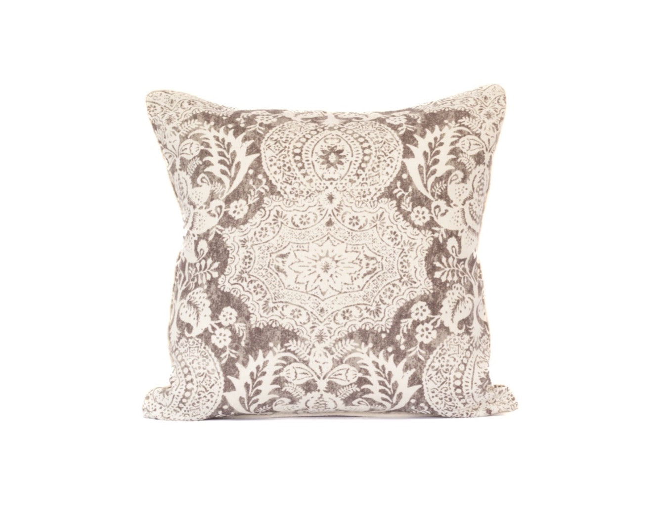 Sephia and Cream Linen Printed Pillow 22"