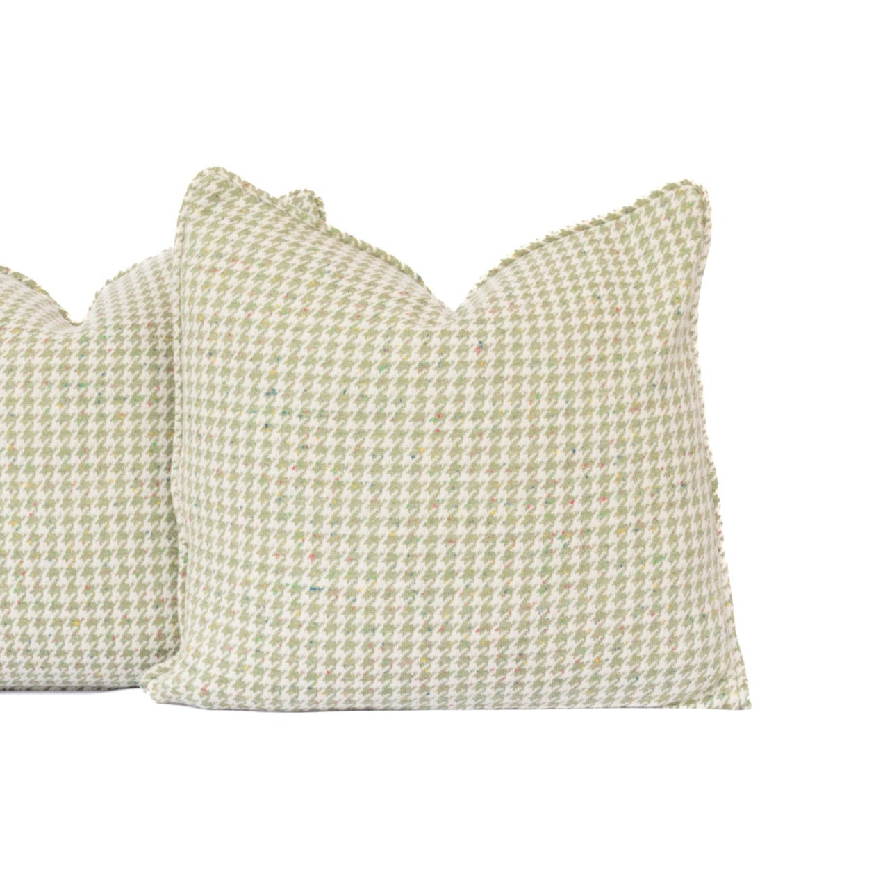 Green Mint Houndstooth Cashmere Wool Pillow