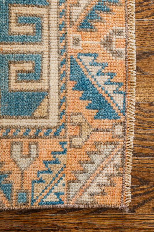 Vintage Turkish Rug (Tan, Blue, Green, and Orange)