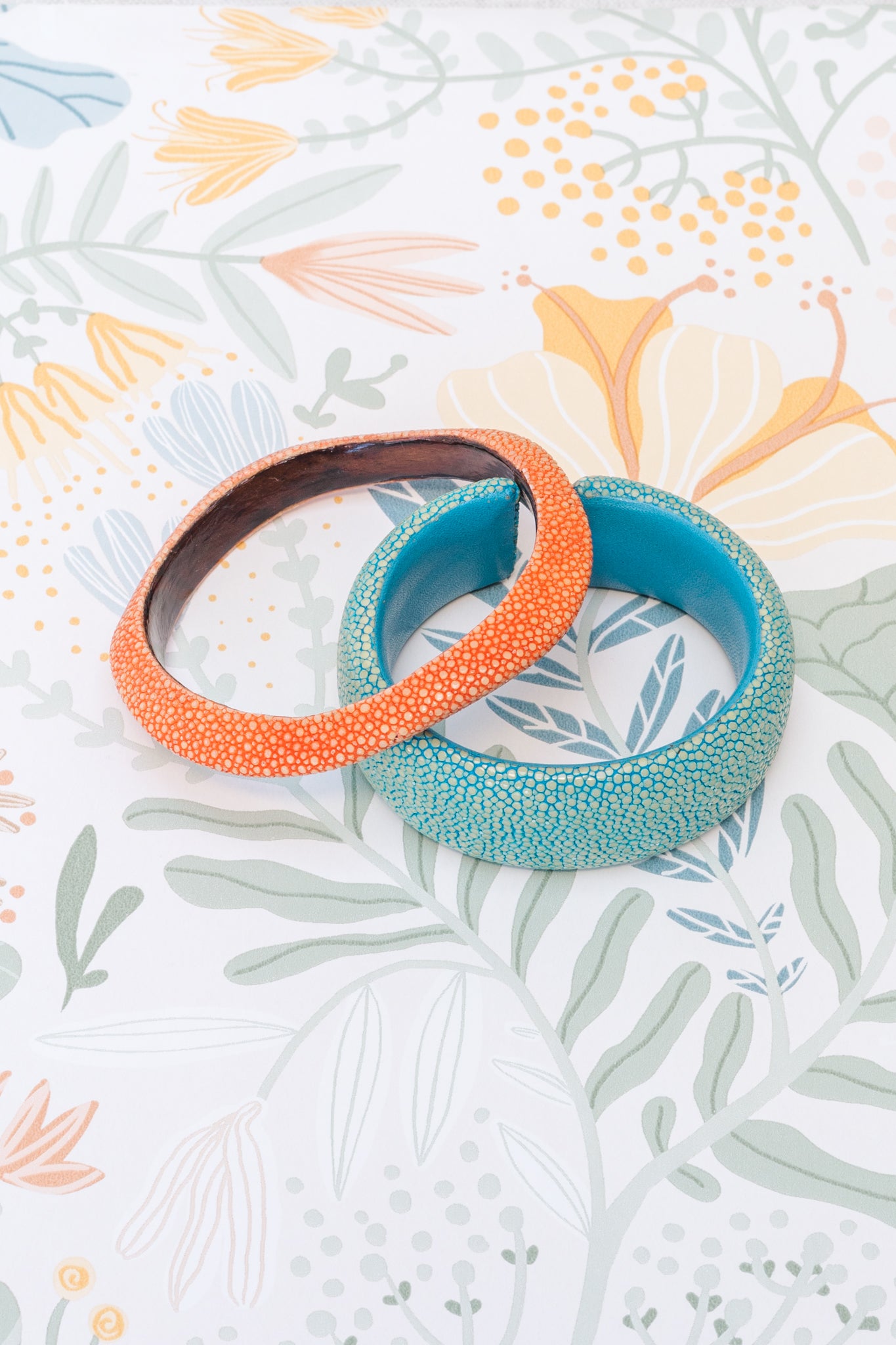 Shagreen Bangle Bracelet-Orange