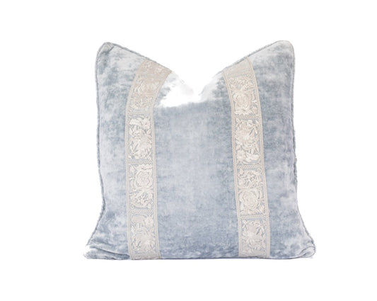 Blue Ice Velvet Pillow 22"