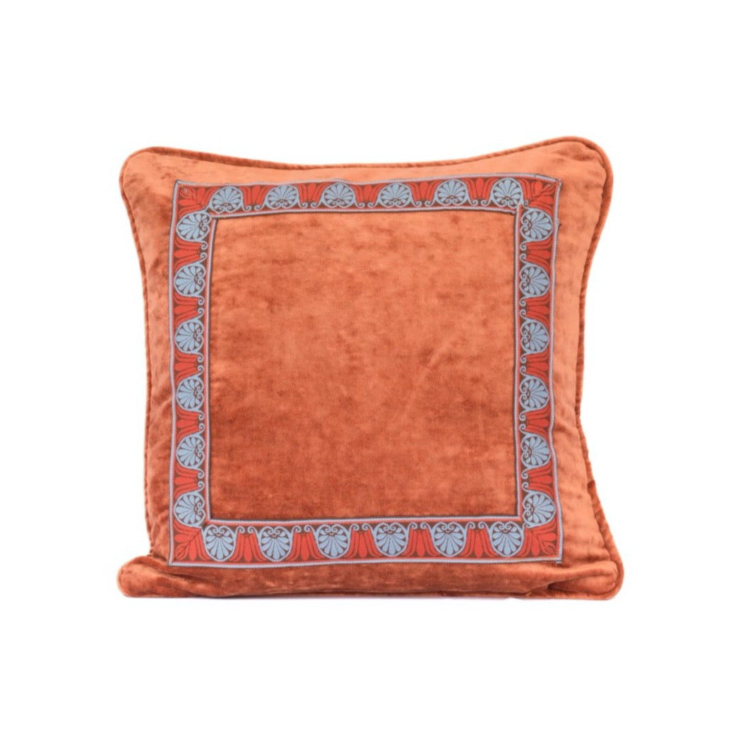 Coral Velvet Trimmed Pillow 20"